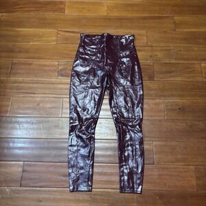 SPANX Patent Leather Liquid Gloss Shaping Leggings| Wine| Party Goth|Sz Lg